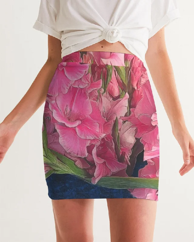 Pink Gladiolas Women's Mini Skirt