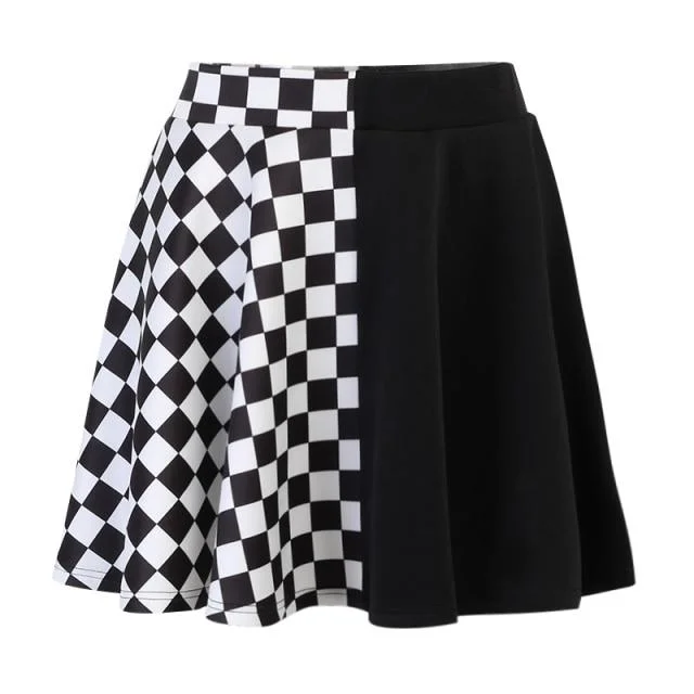 Punk Skirt Gothic Plaid A-Line Mini Skirts Plaid Patchwork Skirt