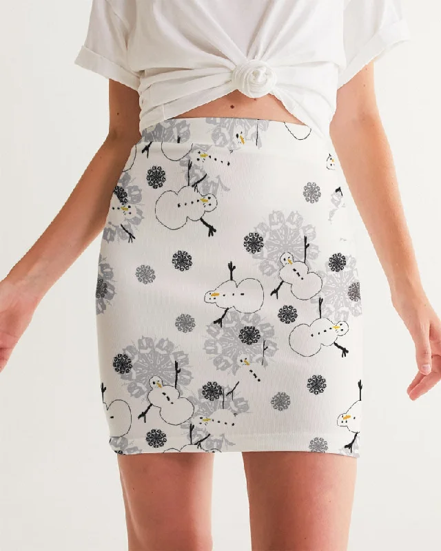 Snowman Pattern Women's Mini Skirt