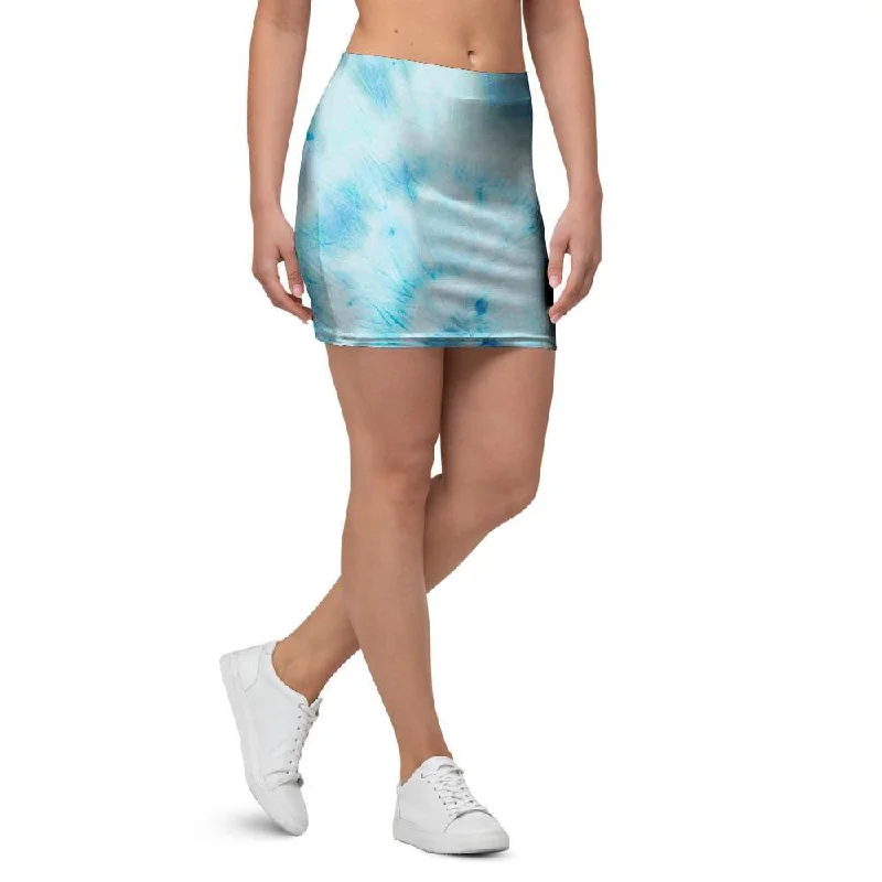 Turquoise Tie Dye Mini Skirt