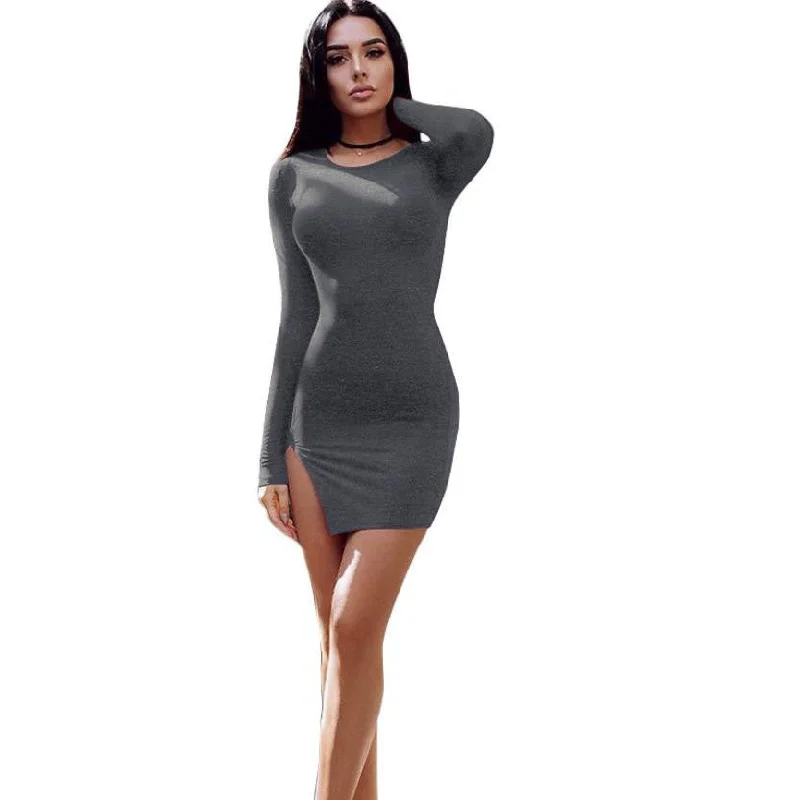 Women's Elastic Celebrity Bandage Dress Bodycon Mini Club Party Dresses Long Sleeve Party Evening Short Dress