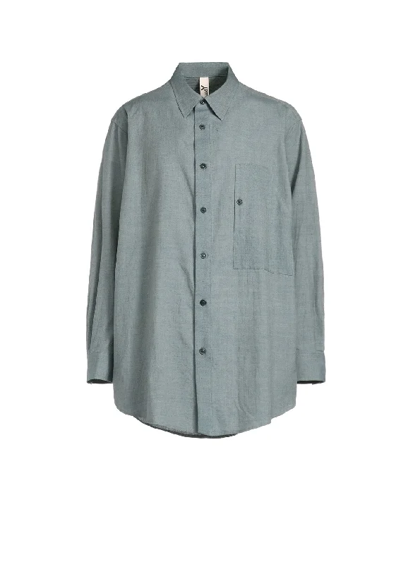 CHAMBRAY LAWN DESIGN POCKET SHIRT