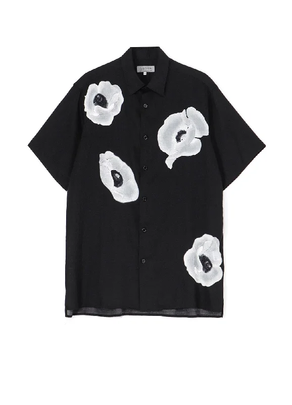 WHITE FLOWER PRINT ALOHA SHIRT