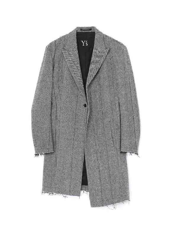 WOOL TWEED HERRINGBONE ASYMMETRIC JACKET