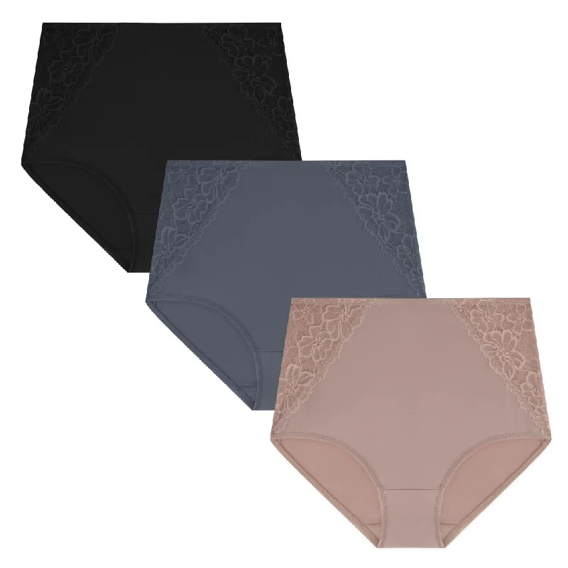 3 Pack Shaping Lace Accented Briefs