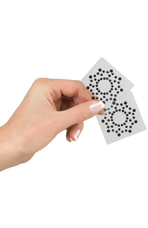 Black rhinestone nipple stickers