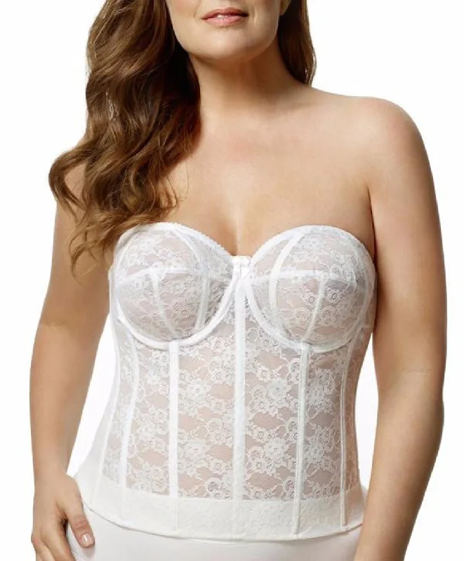 Elila Lace Longline Strapless Bra, White | White Bustier