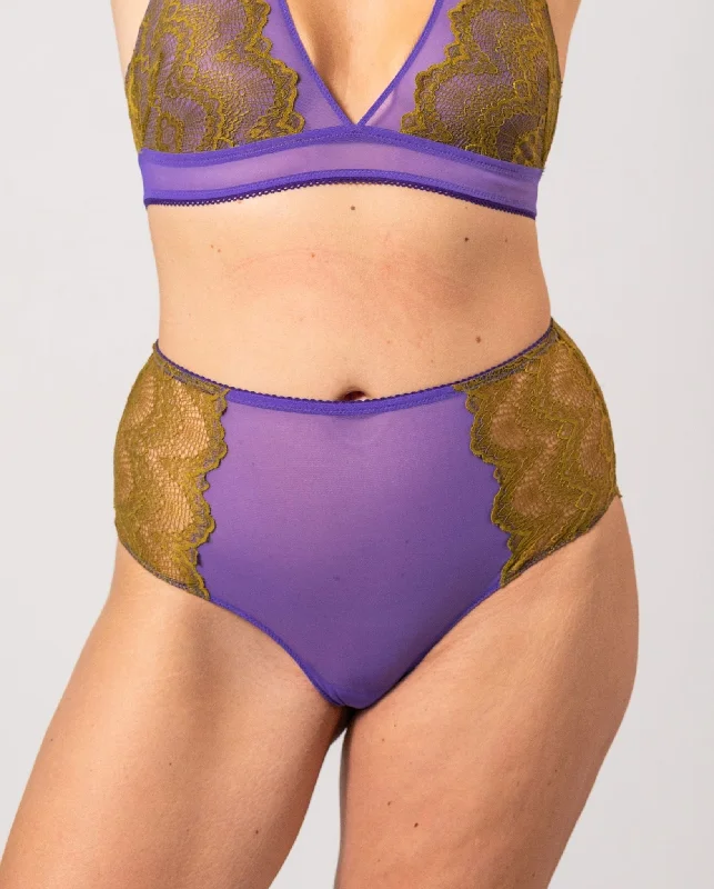 Lace Highwaist Briefs Olive/Lavender