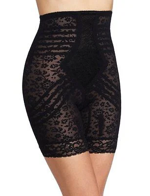 Rago Shapewear Black Highwaist Thigh Shaper Plus Size 6207