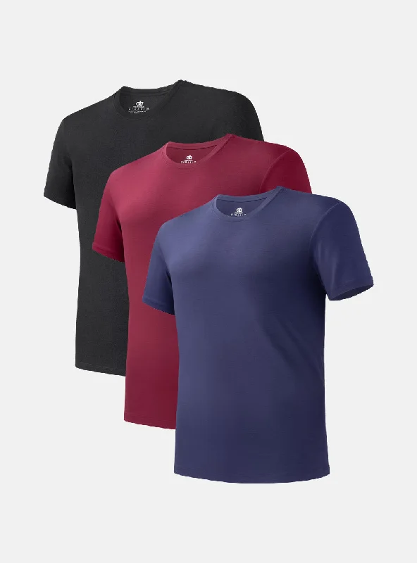 3 Packs Men's Undershirt Bamboo Rayon Moisture-Wicking Stretch Crew Neck