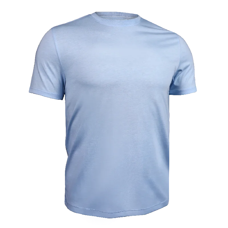 Men’s v-neck t-shirts-All Day Crew Tee - Heathered Light Blue