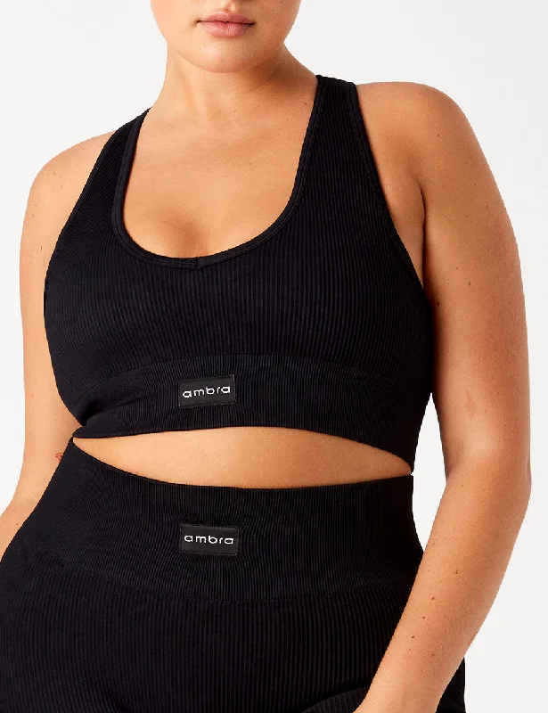 Ambra Rib It Up Crop - Black