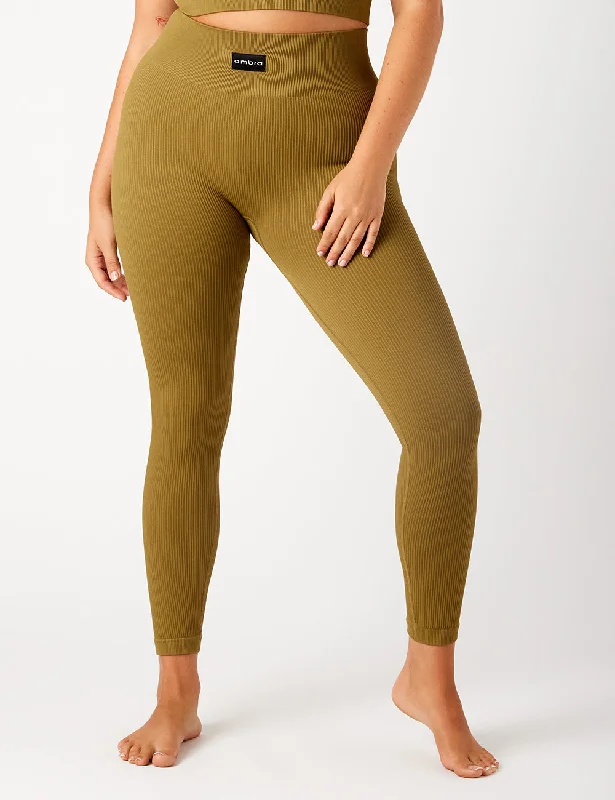 Ambra Rib It Up Legging - Khaki