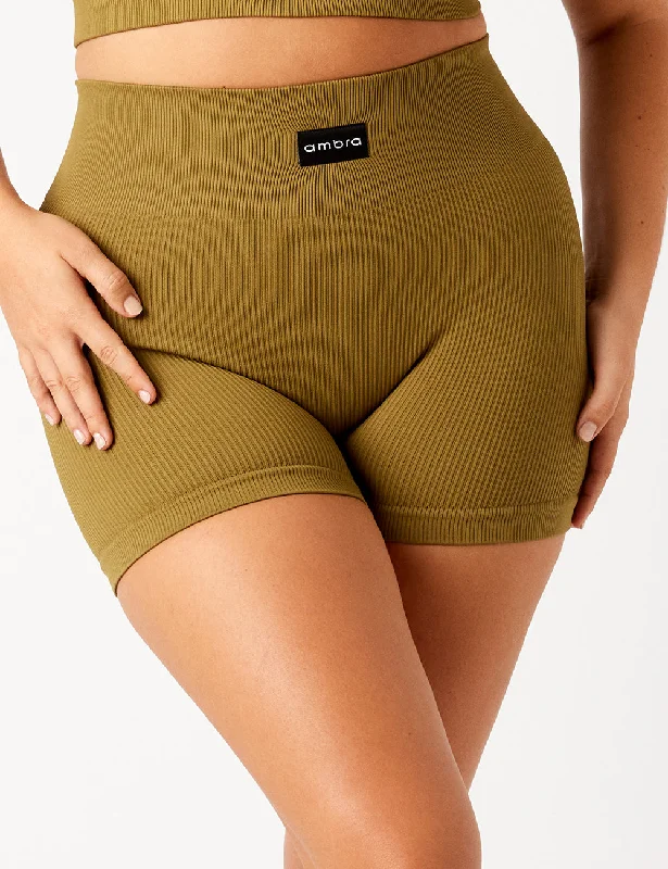 Ambra Rib It Up Short  - Khaki