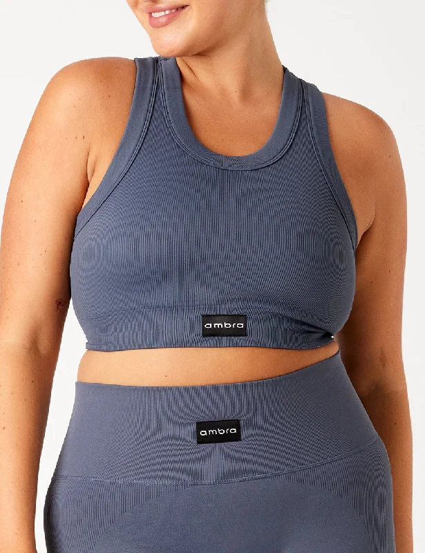 Ambra Smooth Rib Crop - Charcoal