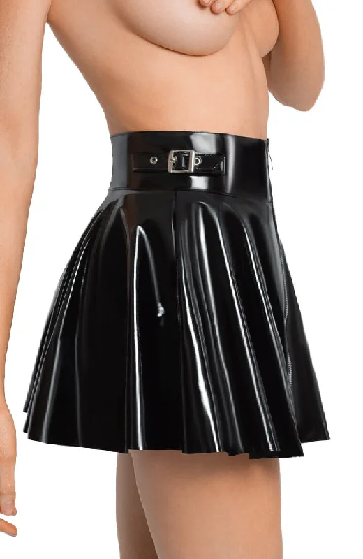 Black pleated vinyl skirt - Chic AF