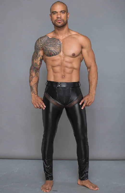 Black wet look pants - MANNISH