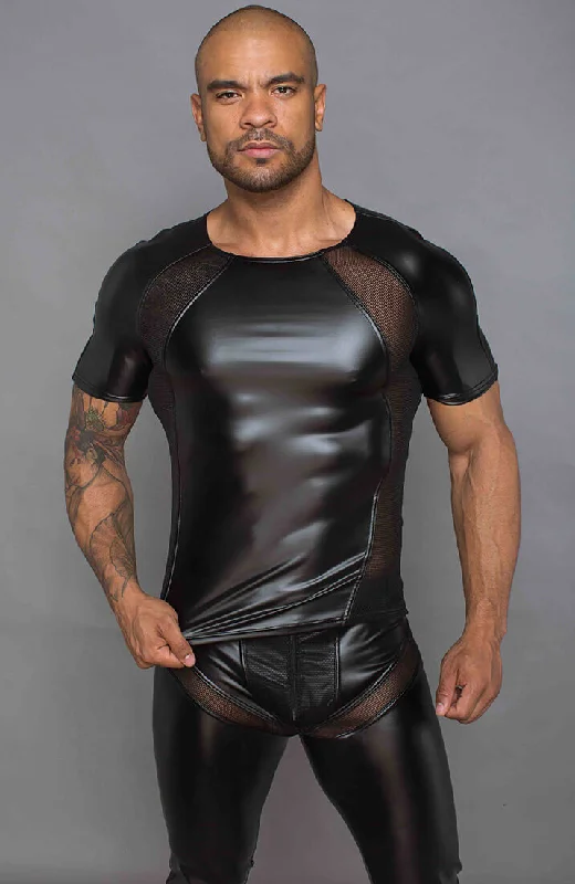 Black wet look t-shirt - Individual