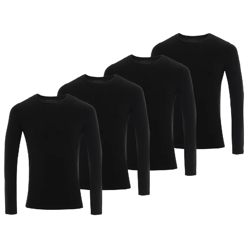 BOXR | Bamboe T-Shirt Longsleeve 4-Pack Zwart