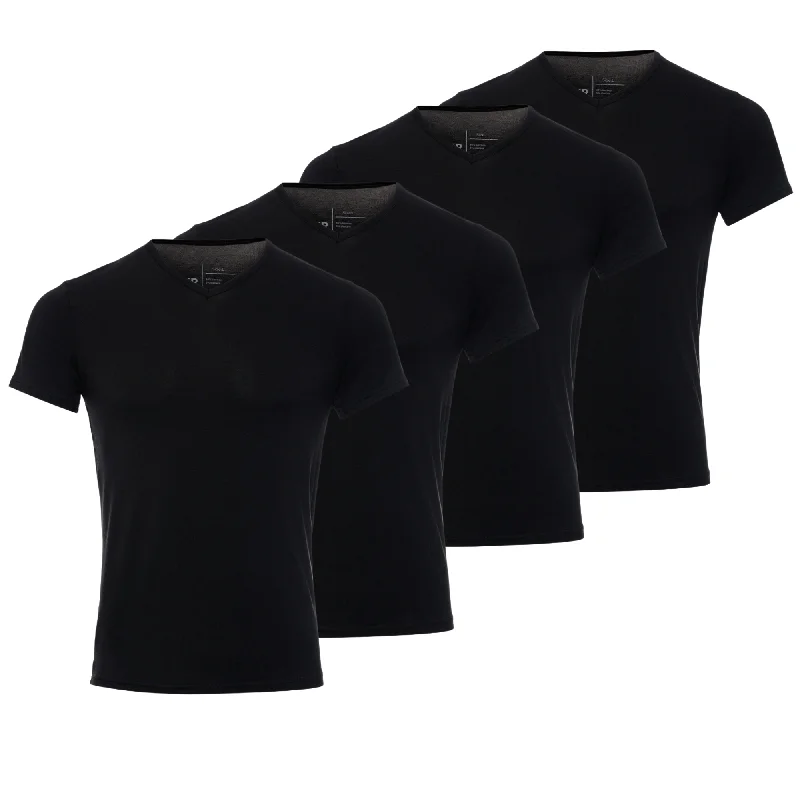 BOXR | Bamboe T-Shirt V-Neck 4-Pack Zwart