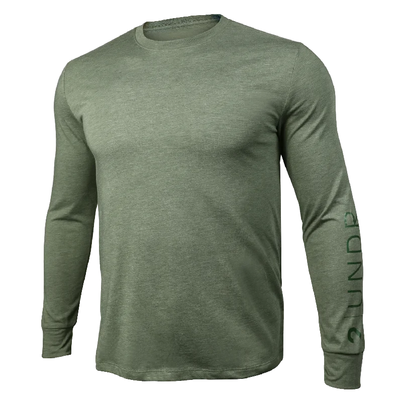 Branded All Day Long Sleeve Crew Tee - Heathered Green