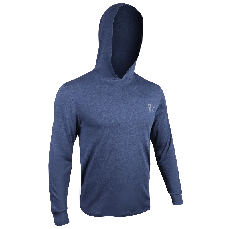 Branded All Day  LS Hooded Tee - Heathered Navy