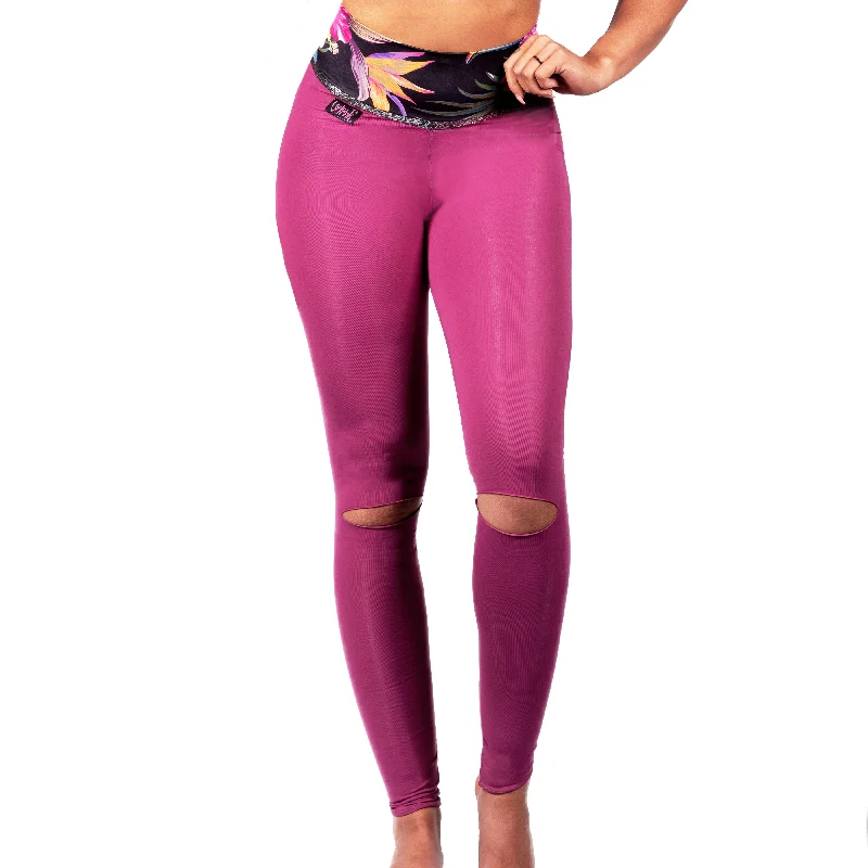 Coretta High Waist Compression Leggings - Flowers / Plum