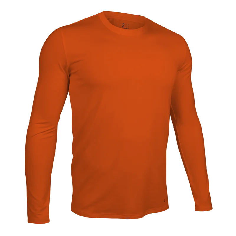 Men’s printed cotton t-shirts-Luxury Long Sleeve Crew Tee - Deep Orange