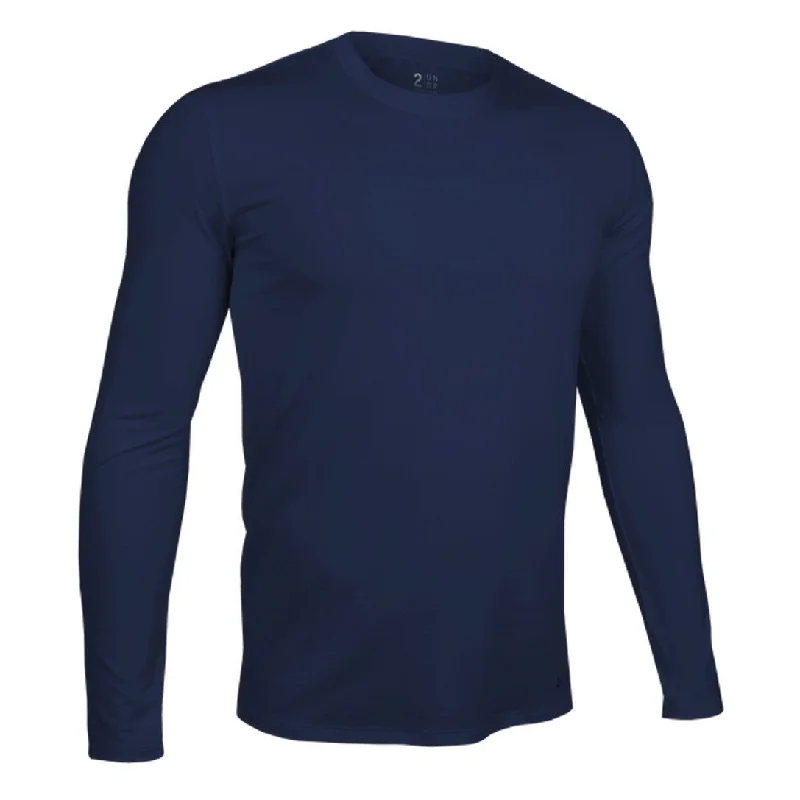 Men’s slim-fit t-shirts-Luxury Long Sleeve Crew Tee - Pacific Navy