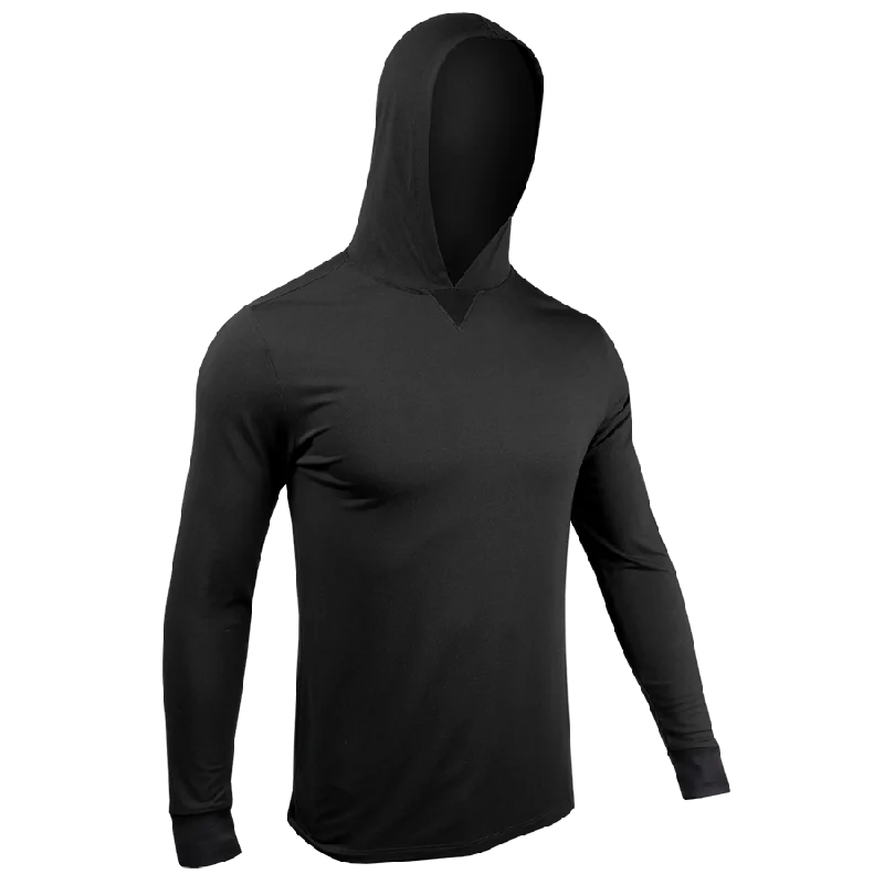 Luxury Long Sleeve Hooded Tee - Black