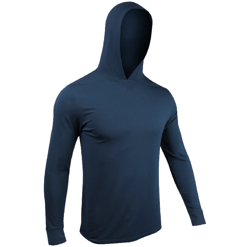 Luxury Long Sleeve Hooded Tee - Pacific Navy