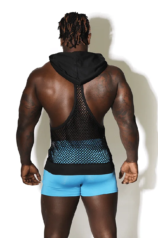 Lustful Fishnet Stringer Hoodie - Black