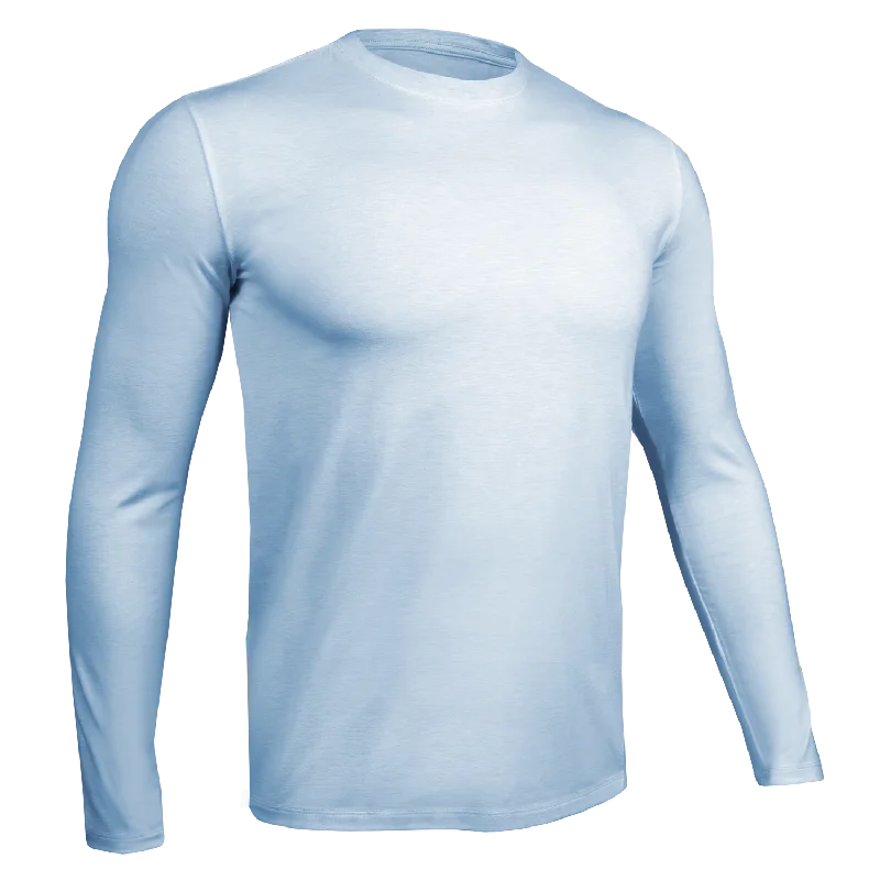 Luxury Long Sleeve Crew Tee - Heathered Light Blue