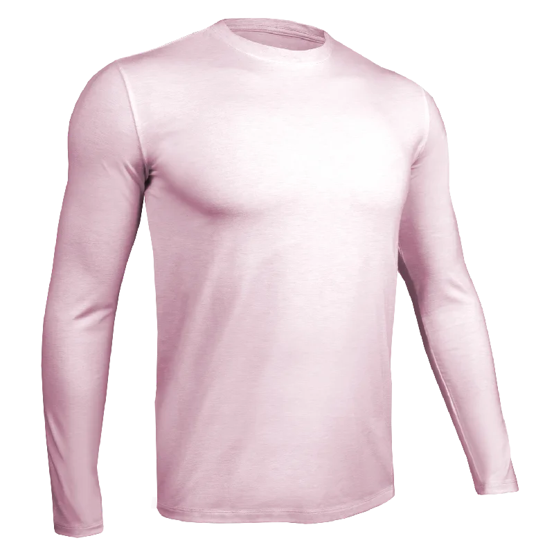 Men’s basic white v-neck t-shirts-Luxury Long Sleeve Crew Tee - Heathered Pink