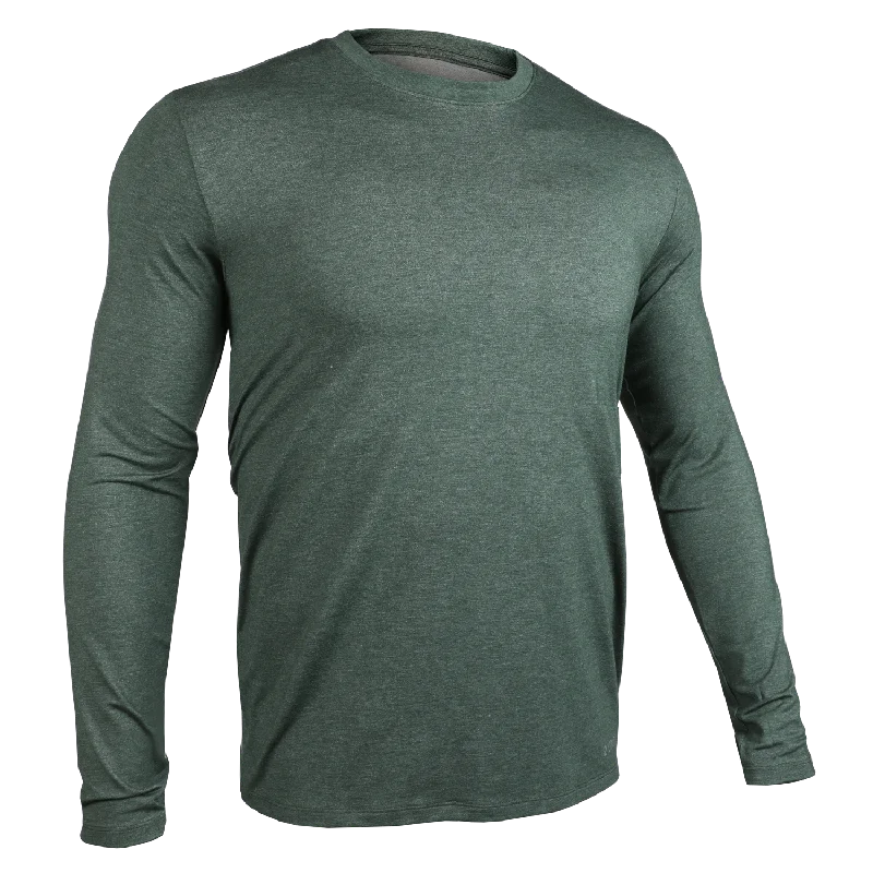 Luxury Long Sleeve Crew Tee - Heathered Forest Green