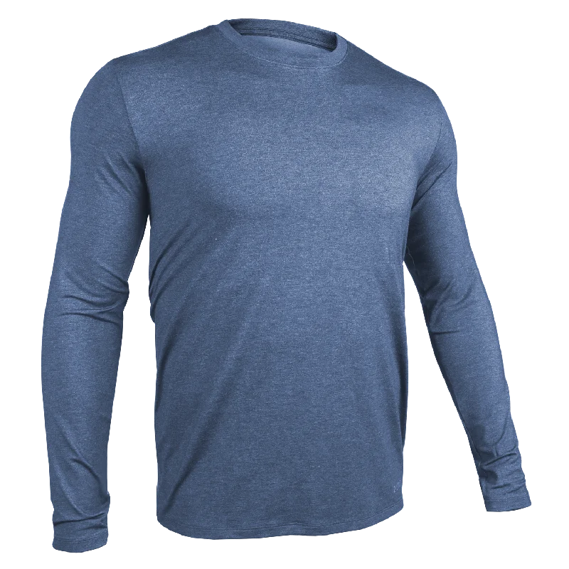 Luxury Long Sleeve Crew Tee - Heathered Indigo