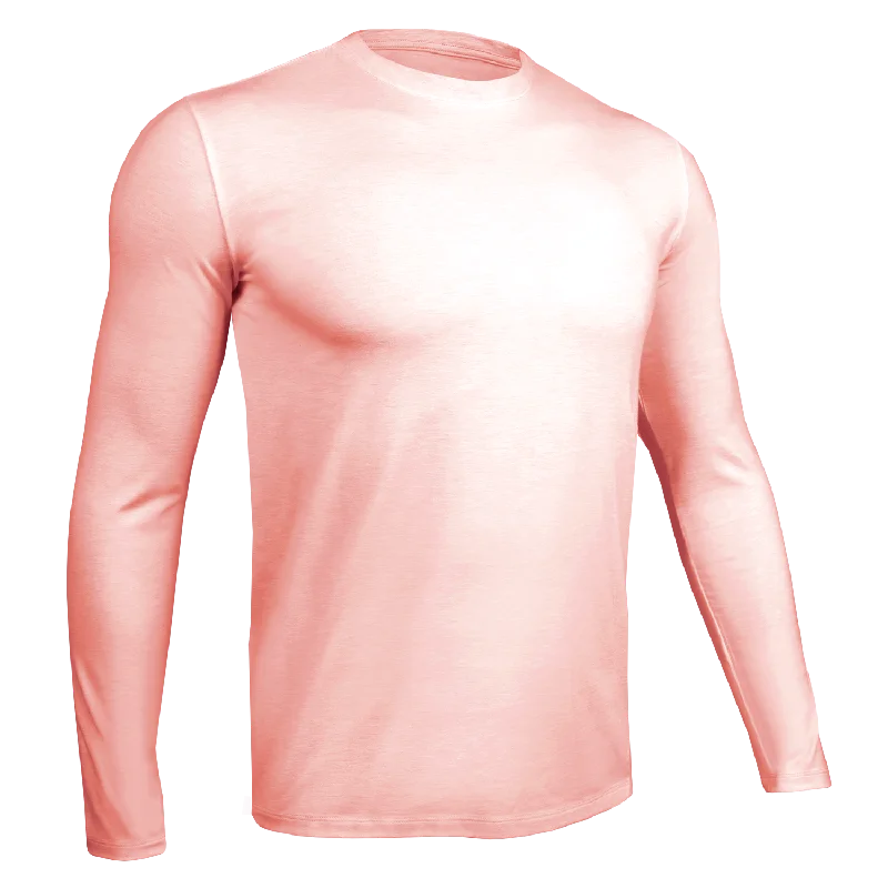 Luxury Long Sleeve Crew Tee - Heathered Salmon