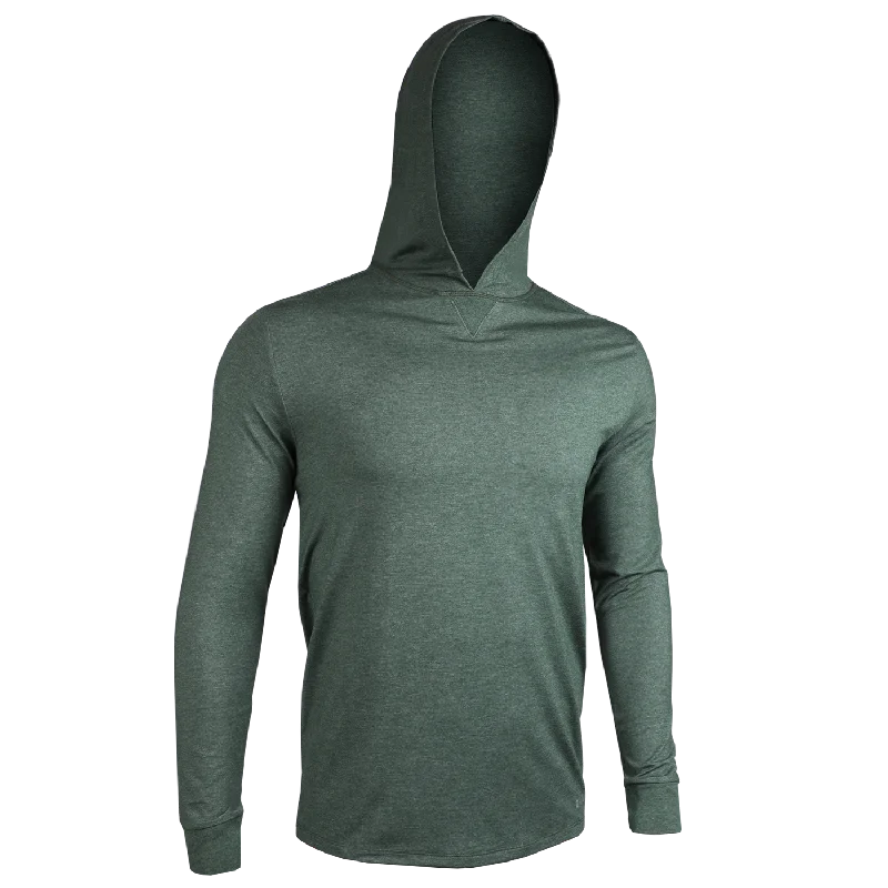 Luxury Long Sleeve Hooded Tee - Heathered Forest Green