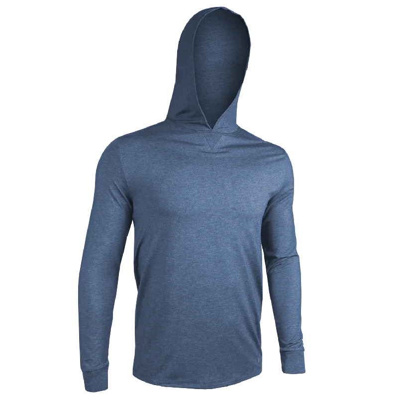 Luxury Long Sleeve Hooded Tee - Heathered Indigo