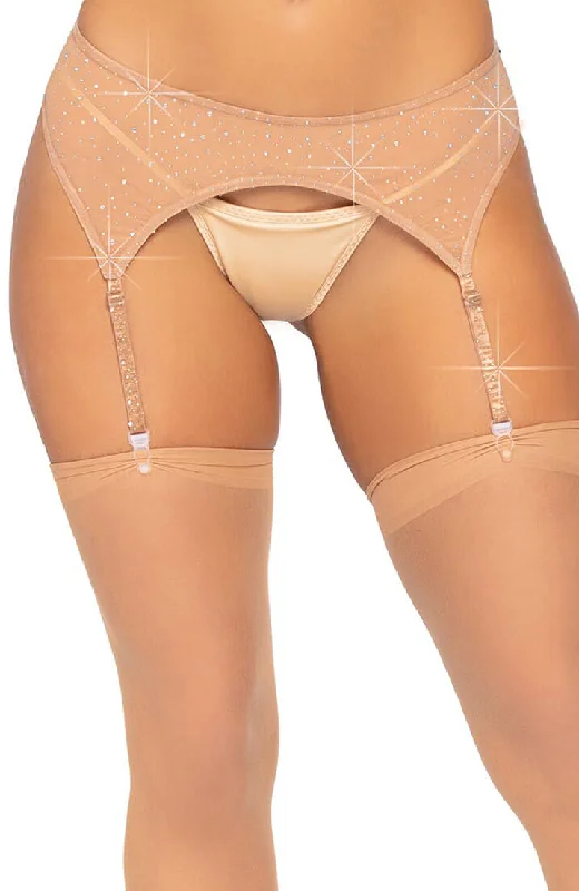 Nude garter belt with rhinestones