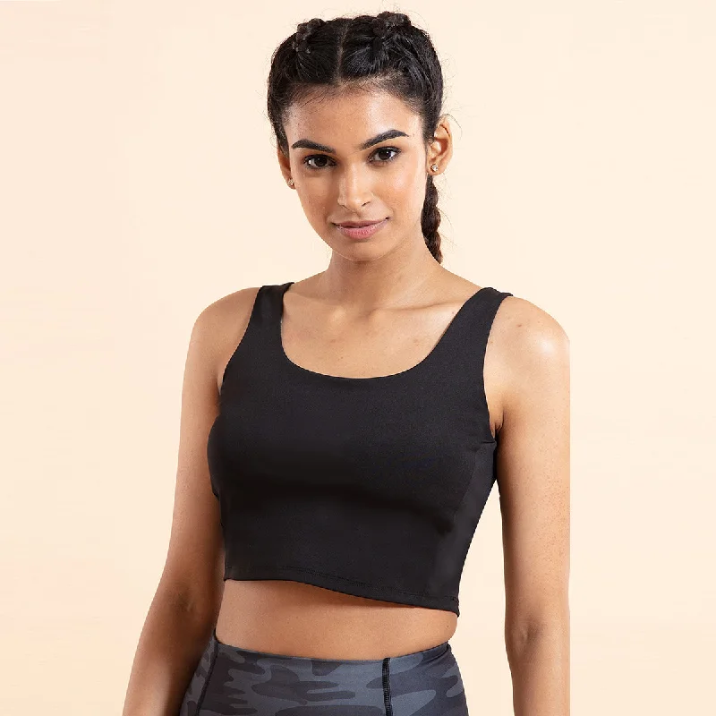 Nykd All Day Crop top Bra-NYK206-Jet Black