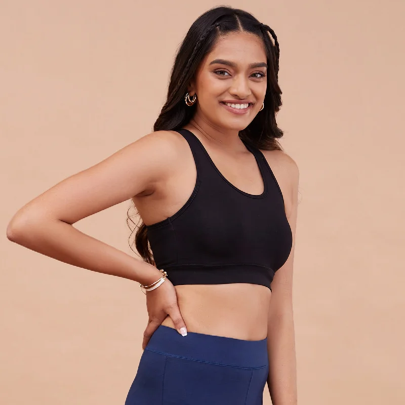 Nykd All day Essential Cotton Sports Bra-NYK059-Anthracite