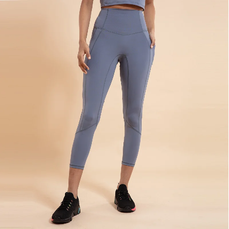 Nykd All Day High rise Classic Pannelled Leggings-NYK100-China Blue + Lime