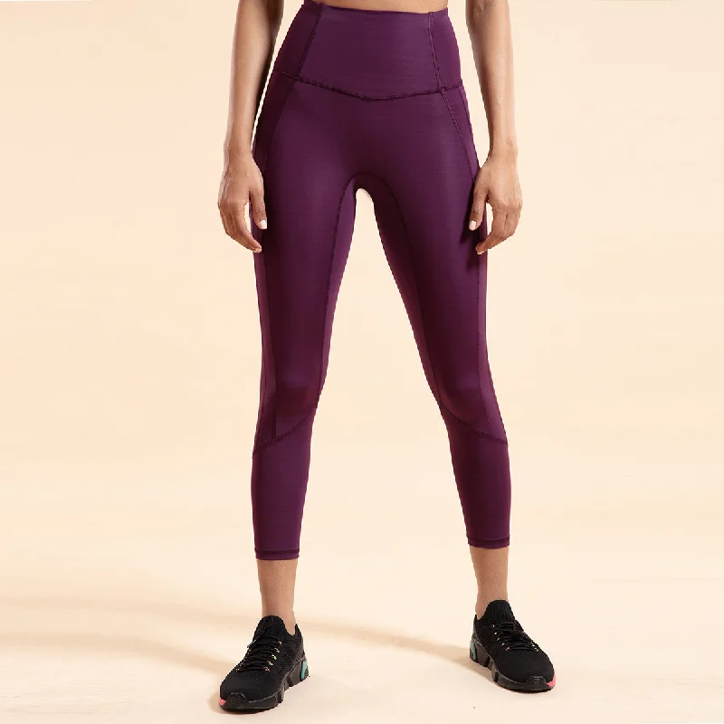 Nykd All Day High rise Classic Pannelled Leggings-NYK100-Potent purple + Pink yarrow