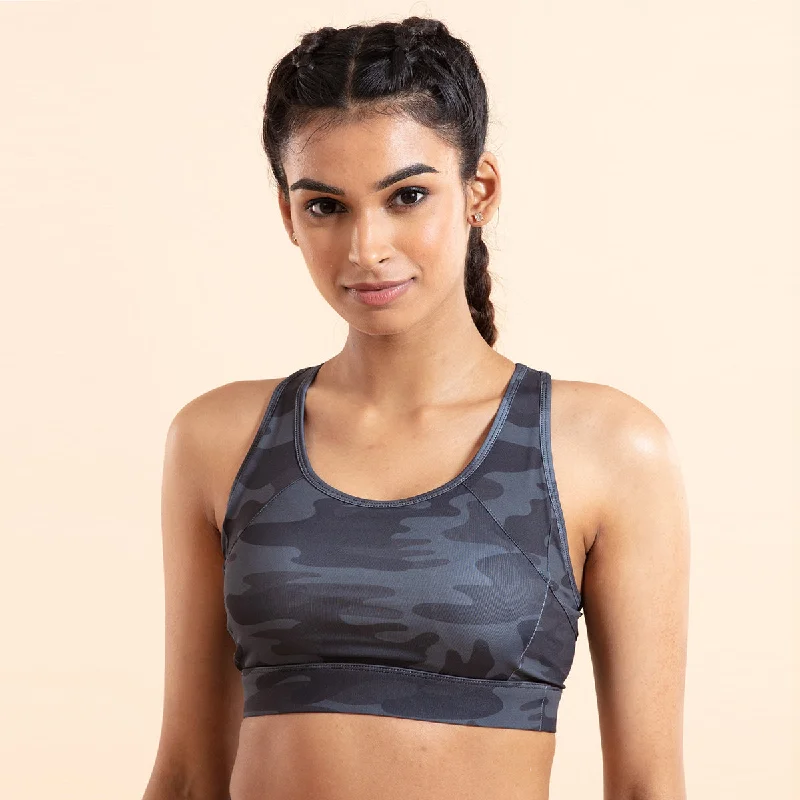 Nykd All Day On-Trend Sports Bra With Keyhole Back-NYK082-Camo