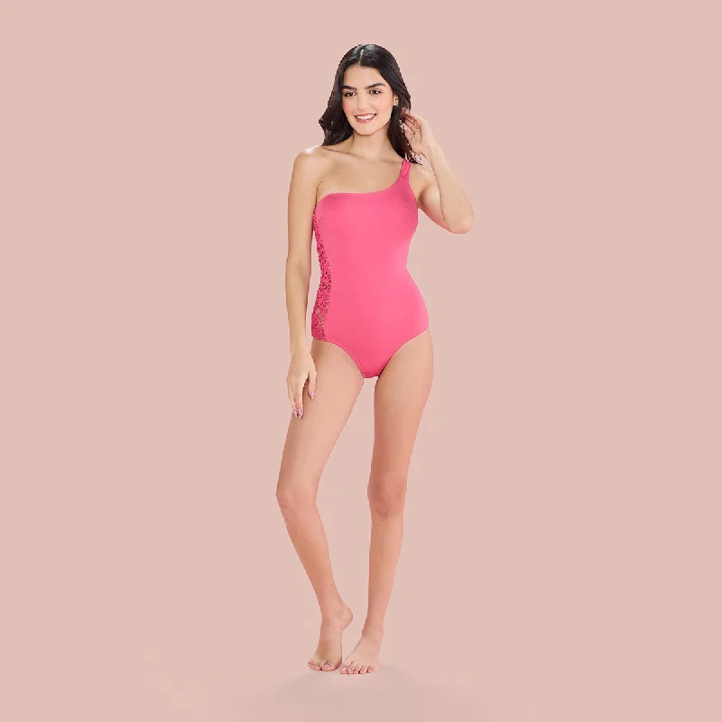 Chic One-Shoulder Swimwear-NYSW15-Pink