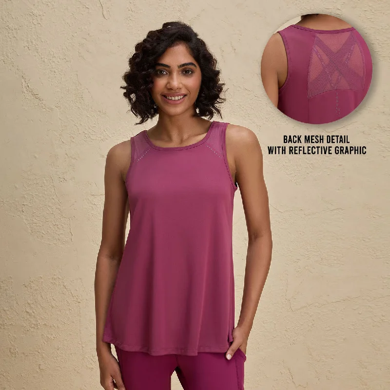 Quick Dry Long Workout Tank Top with everyday comfort coverage-NYK032-Grape