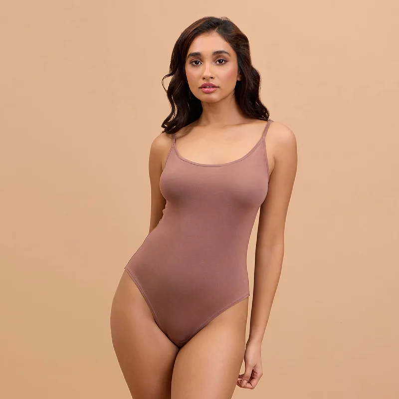 Essential Ultra Soft Modal Bodysuit with Adjustable Straps-NYC008-Dark Skin