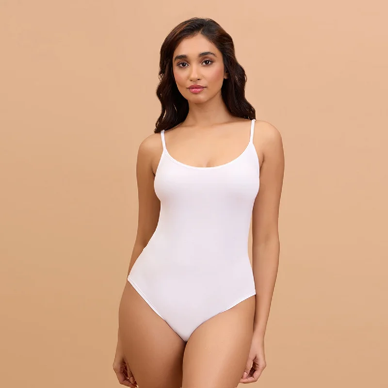 Essential Ultra Soft Modal Bodysuit with Adjustable Straps-NYC008-White