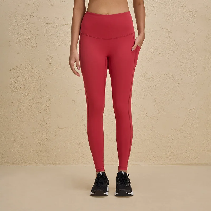 Cloud Soft & Flattering Full Length Leggings with Pockets-NYK261-Coral